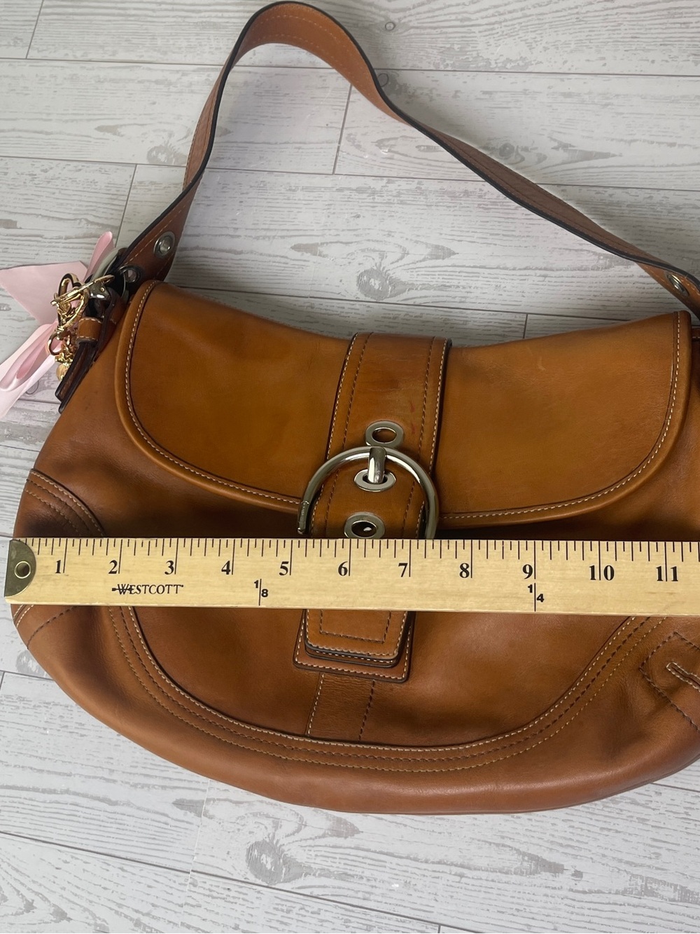 VINTAGE Coach Soho Flap Shoulder Bag British Tan Leather F10192 - Picture 10 of 13